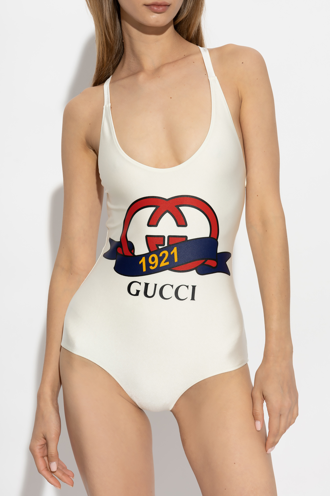 Cream One piece swimsuit Gucci Vitkac Australia